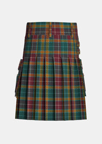 Utility_Buchanan_Muted_Tartan_kilt_back_image_with_pleated_design_and_adjustable_buckles_for_men