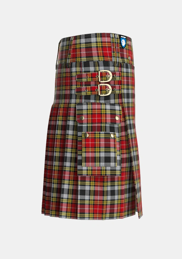 Utility_Buchanan_Old_Dress_Unofficial_Tartan_1254_kilt_right_image_with_pleated_design_and_adjustable_buckles_for_men