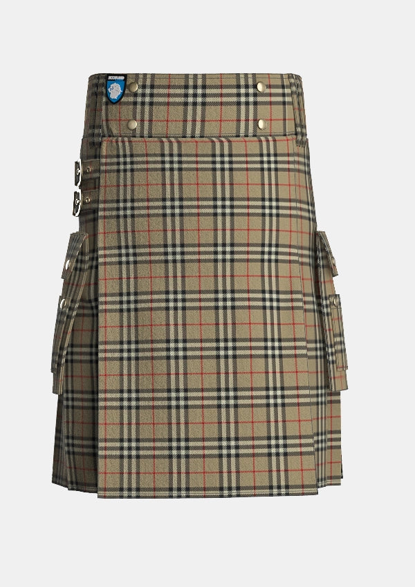 Utility_Burberry_tartan_1239_kilt_front_image_with_pleated_design_and_adjustable_buckles_for_men