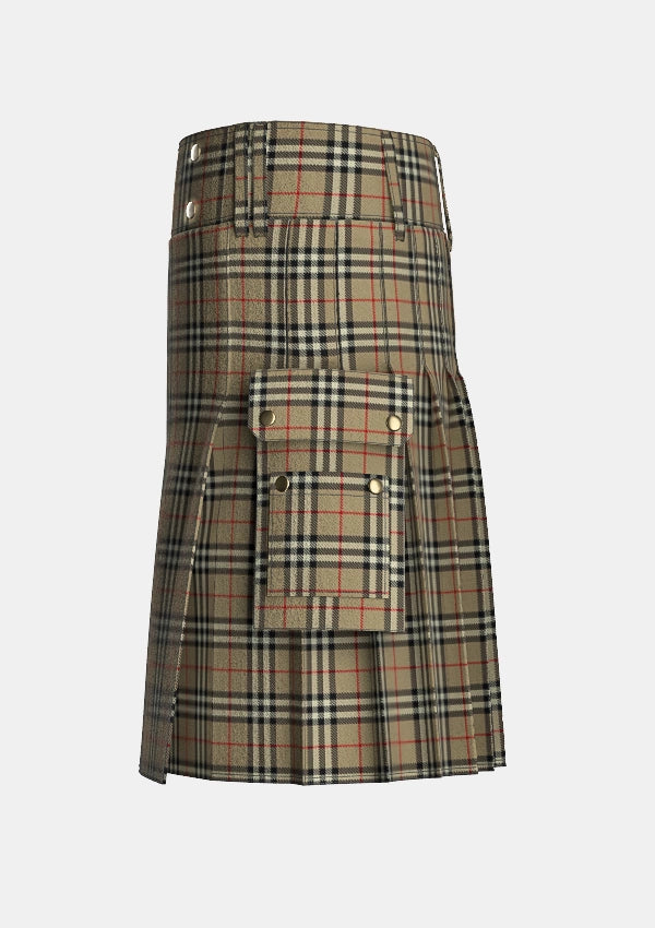 Utility_Burberry_tartan_1239_kilt_left_image_with_pleated_design_and_adjustable_buckles_for_men