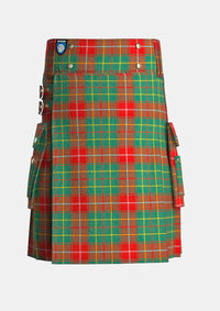 Utility_Burnett_Ancient_Tartan_kilt_front_image_with_pleated_design_and_adjustable_buckles_for_men