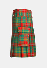 Utility_Burnett_Ancient_Tartan_kilt_left_image_with_pleated_design_and_adjustable_buckles_for_men