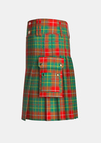 Utility_Burnett_Ancient_Tartan_kilt_left_image_with_pleated_design_and_adjustable_buckles_for_men