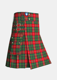 Utility_Burnett_tartan_2355_kilt_side_image_with_pleated_design_and_adjustable_buckles_for_men