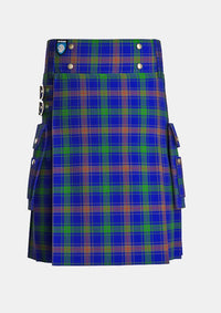 Utility_Burt_Family_Tartan_3026_kilt_front_image_with_pleated_design_and_adjustable_buckles_for_men