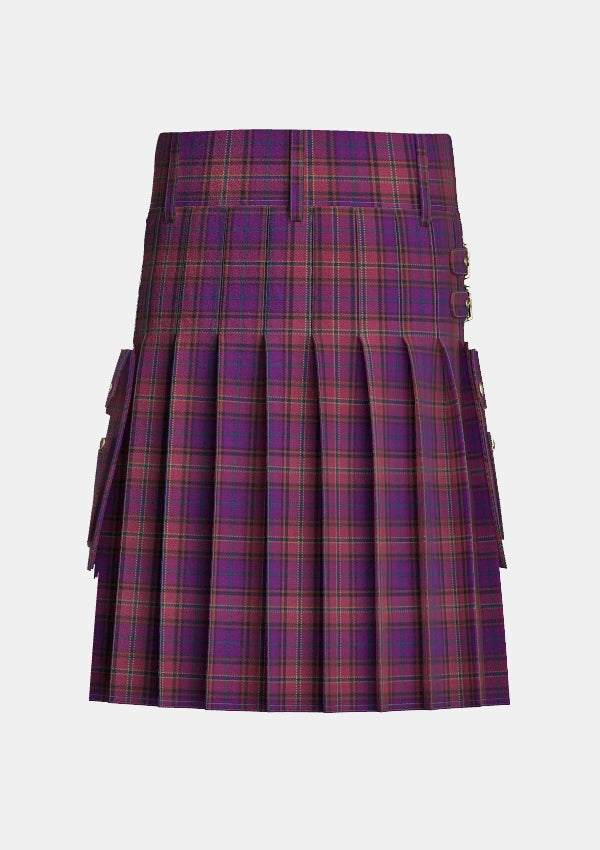Utility_Bute_Heather_Autumn_Tartan_6157_kilt_back_image_with_pleated_design_and_adjustable_buckles_for_men