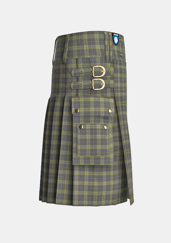 Utility_Cairngorm_Tartan_1314_kilt_right_image_with_pleated_design_and_adjustable_buckles_for_men
