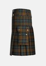 Utility_Calderwood_R_Family_Tartan_14624_kilt_left_image_with_pleated_design_and_adjustable_buckles_for_men