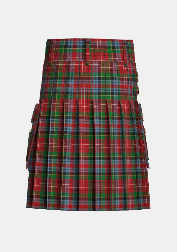 Utility_Caledonia_Tartan_1356_kilt_back_image_with_pleated_design_and_adjustable_buckles_for_men