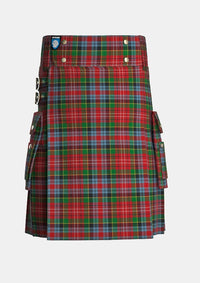 Utility_Caledonia_Tartan_1356_kilt_front_image_with_pleated_design_and_adjustable_buckles_for_men