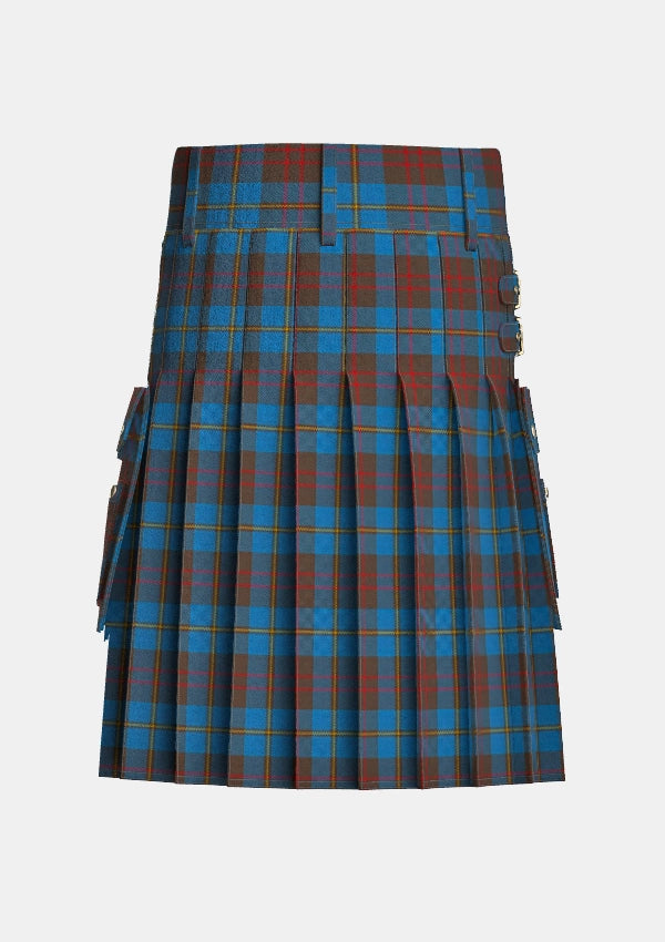 Utility_Cameron_Hunting_Tartan_1745_kilt_back_image_with_pleated_design_and_adjustable_buckles_for_men
