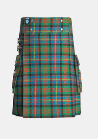 Utility_Cameron_of_Erracht_Ancient_Tartan_kilt_front_image_with_pleated_design_and_adjustable_buckles_for_men