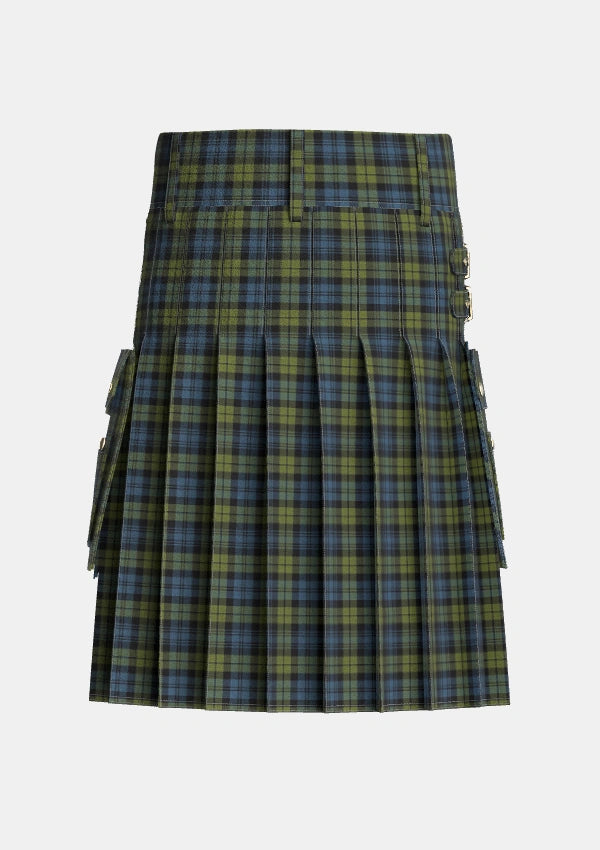 Utility_Campbell_2_Tartan_1_kilt_back_image_with_pleated_design_and_adjustable_buckles_for_men