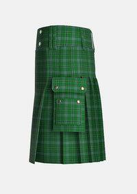 Utility_Campbell_Simpson_tartan_4437_kilt_left_image_with_pleated_design_and_adjustable_buckles_for_men