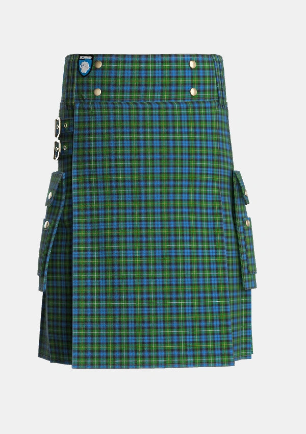 Utility_Campbell_of_Argyll_2_Tartan_9_kilt_front_image_with_pleated_design_and_adjustable_buckles_for_men