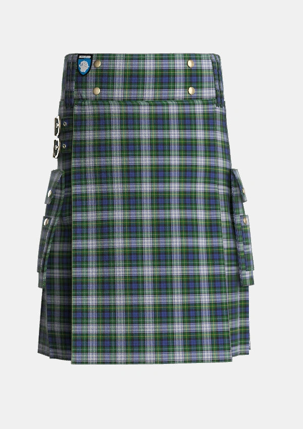 Utility_Campbell_of_Lochnell_Dress_Tartan_1963_kilt_front_image_with_pleated_design_and_adjustable_buckles_for_men