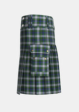 Utility_Campbell_of_Lochnell_Dress_Tartan_1963_kilt_left_image_with_pleated_design_and_adjustable_buckles_for_men