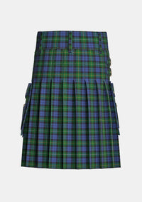 Utility_Campbell_of_Loudoun_Tartan_4436_kilt_back_image_with_pleated_design_and_adjustable_buckles_for_men