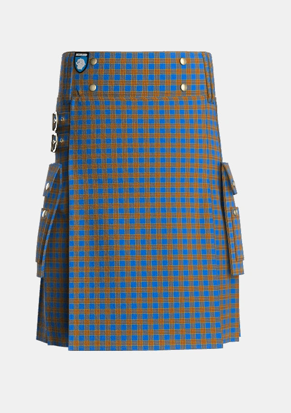 Utility_Carlisle_Ancient_Tartan_680_kilt_front_image_with_pleated_design_and_adjustable_buckles_for_men