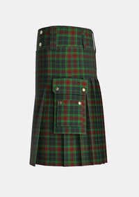 Utility_Carlow_County_Tartan_2275_kilt_left_image_with_pleated_design_and_adjustable_buckles_for_men