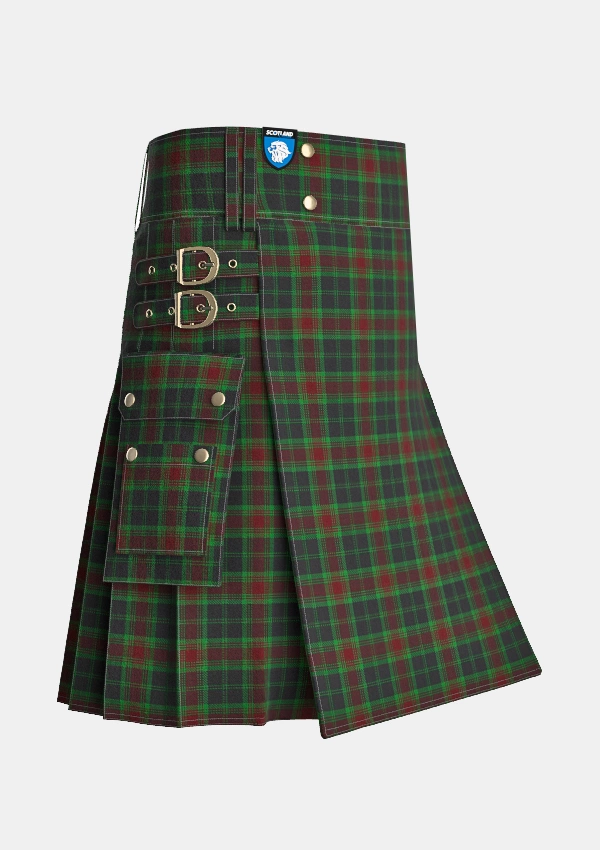 Utility_Carlow_County_Tartan_2275_kilt_side_image_with_pleated_design_and_adjustable_buckles_for_men