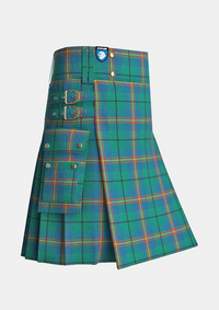 Utility_Carmichael_Ancient_Tartan_kilt_side_image_with_pleated_design_and_adjustable_buckles_for_men