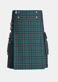 Utility_Carmichael_tartan_1078_kilt_front_image_with_pleated_design_and_adjustable_buckles_for_men