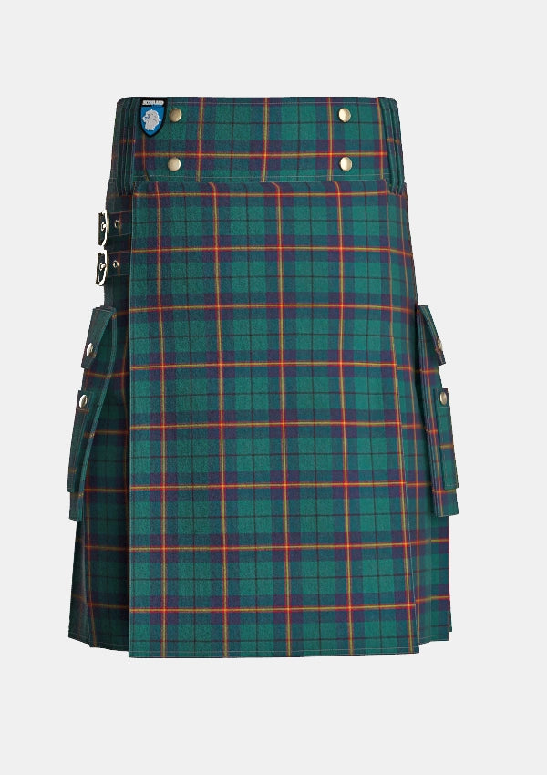 Utility_Carmichael_tartan_1078_kilt_front_image_with_pleated_design_and_adjustable_buckles_for_men