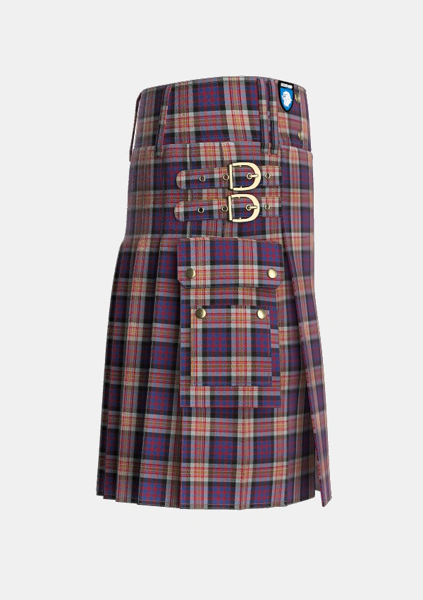 Utility_Carnegie_2_Tartan_497_kilt_right_image_with_pleated_design_and_adjustable_buckles_for_men