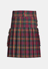 Utility_Carnegie_tartan_489_kilt_back_image_with_pleated_design_and_adjustable_buckles_for_men