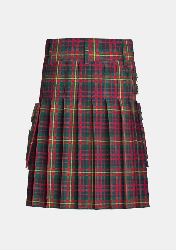 Utility_Carnegie_tartan_489_kilt_back_image_with_pleated_design_and_adjustable_buckles_for_men