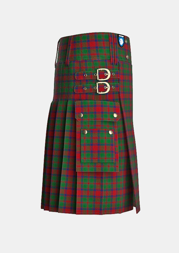 Utility_Carrick_Tartan_1389_kilt_right_image_with_pleated_design_and_adjustable_buckles_for_men