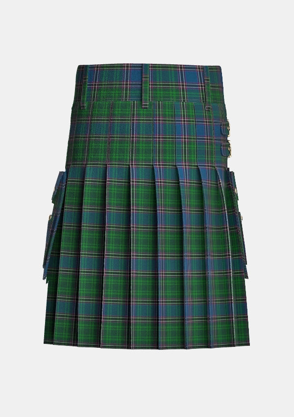 Utility_Carson_of_Rusco_Tartan_3256_kilt_back_image_with_pleated_design_and_adjustable_buckles_for_men