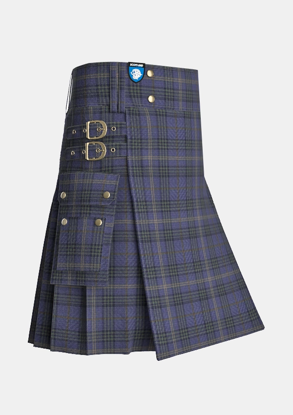 Utility_Cassidy_tartan_kilt_side_image_with_pleated_design_and_adjustable_buckles_for_men