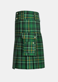 Utility_Celtic_tartan_12211_kilt_left_image_with_pleated_design_and_adjustable_buckles_for_men