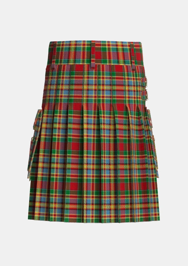 Utility_Chattan_Chief_of_Clan_Tartan_1852_kilt_back_image_with_pleated_design_and_adjustable_buckles_for_men