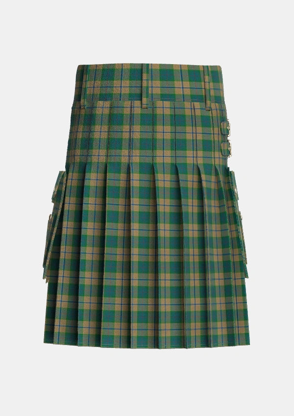Utility_Chisholm_Colonial_Tartan_7791_kilt_back_image_with_pleated_design_and_adjustable_buckles_for_men