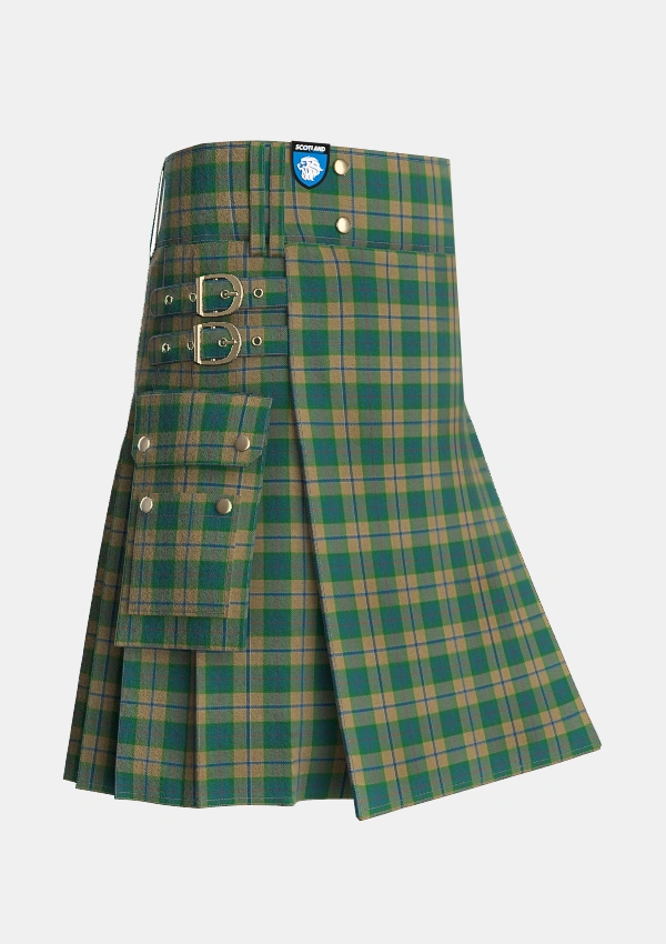 Utility_Chisholm_Colonial_Tartan_7791_kilt_side_image_with_pleated_design_and_adjustable_buckles_for_men