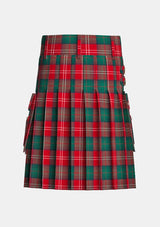 Utility_Chisholm_Red_tartan_kilt_back_image_with_pleated_design_and_adjustable_buckles_for_men