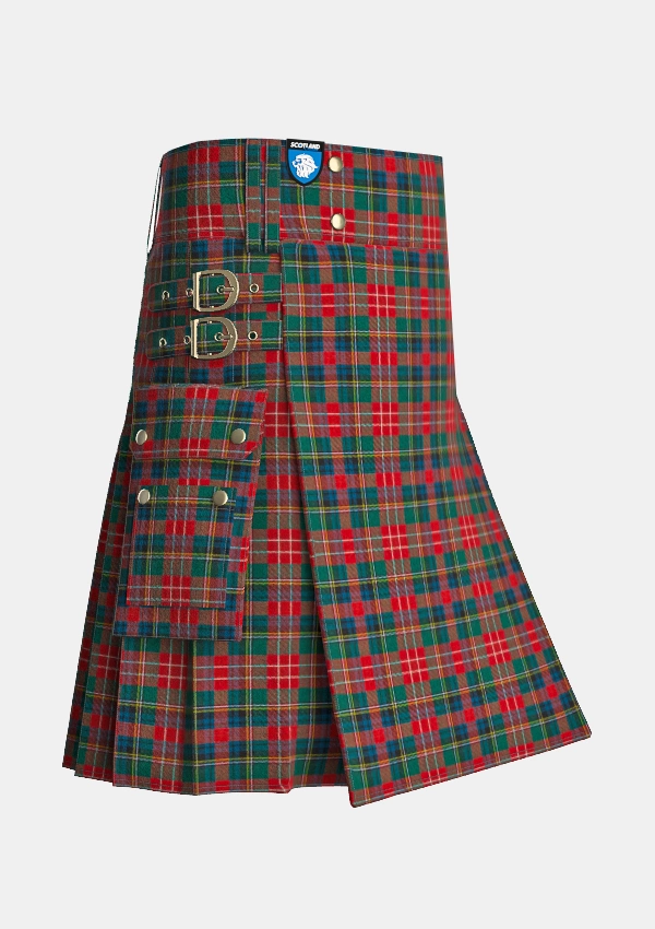 Utility_Christie_tartan_1355_kilt_side_image_with_pleated_design_and_adjustable_buckles_for_men