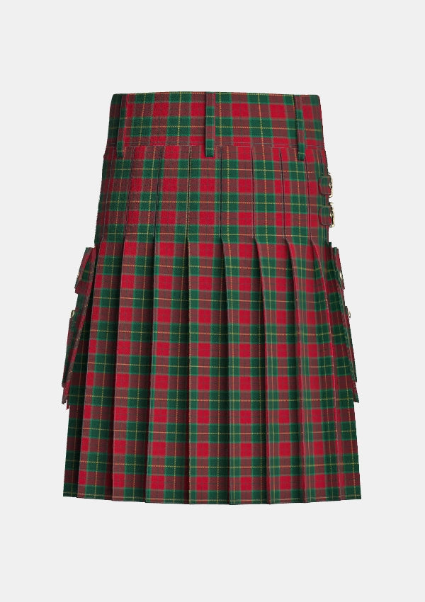 Utility_Christmas_tartan_10554_kilt_back_image_with_pleated_design_and_adjustable_buckles_for_men