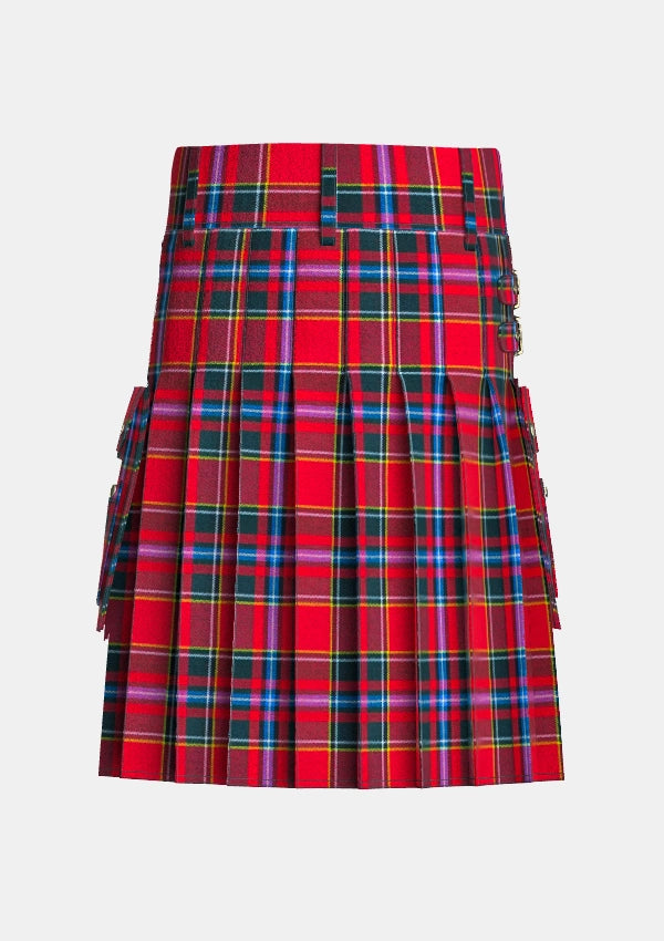 Utility_Clan_Drummond_tartan_kilt_back_image_with_pleated_design_and_adjustable_buckles_for_men