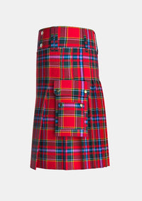 Utility_Clan_Drummond_tartan_kilt_left_image_with_pleated_design_and_adjustable_buckles_for_men