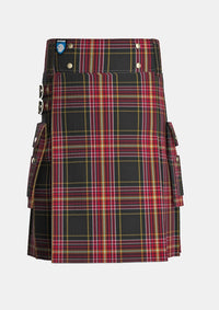 Utility_Clan_Firefighter_Tartan_kilt_front_image_with_pleated_design_and_adjustable_buckles_for_men