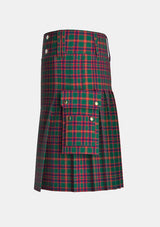 Utility_Clan_Hall_Tartan_kilt_left_image_with_pleated_design_and_adjustable_buckles_for_men