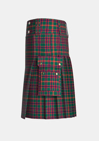 Utility_Clan_Hall_Tartan_kilt_left_image_with_pleated_design_and_adjustable_buckles_for_men