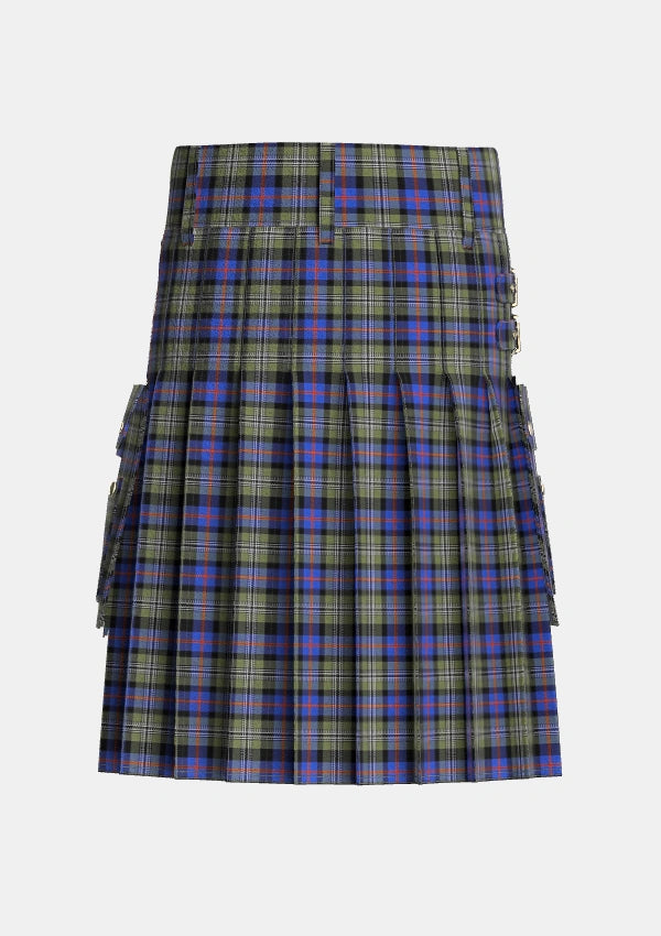 Utility_Clan_Logan_Society_International_Tartan_14067_kilt_back_image_with_pleated_design_and_adjustable_buckles_for_men