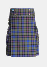 Utility_Clan_Logan_Society_International_Tartan_14067_kilt_front_image_with_pleated_design_and_adjustable_buckles_for_men
