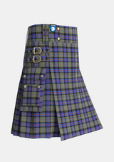 Utility_Clan_Logan_Society_International_Tartan_14067_kilt_side_image_with_pleated_design_and_adjustable_buckles_for_men