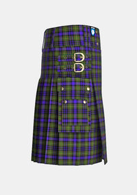 Utility_Clan_MacLellan_Tartan_kilt_right_image_with_pleated_design_and_adjustable_buckles_for_men